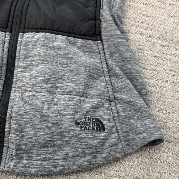 The North Face Sleeveless Hooded Puffer Vest in Black and Heather Gray - Picture 3 of 7